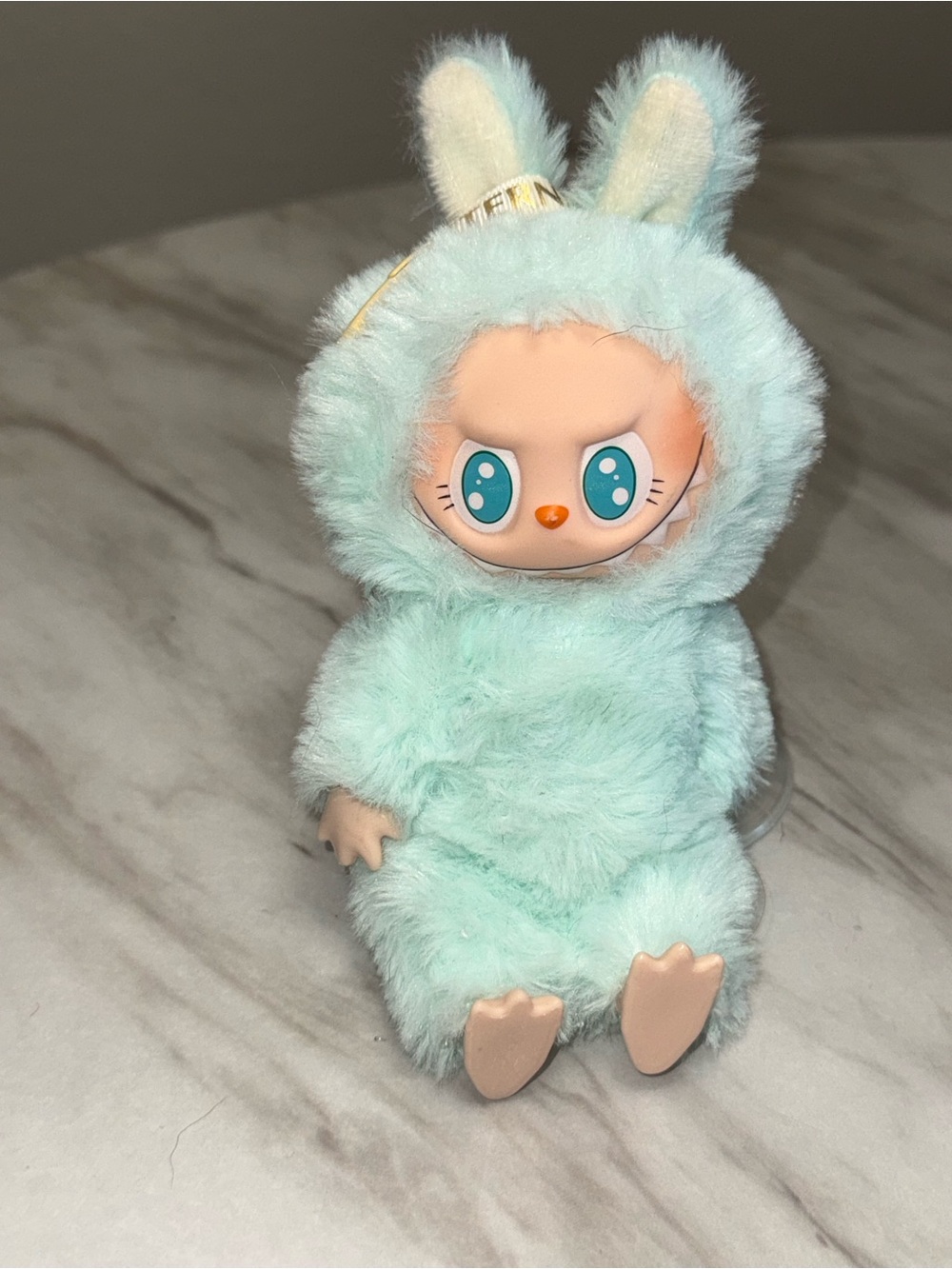 Labubu Monster have seat light blue keychain character Ququ